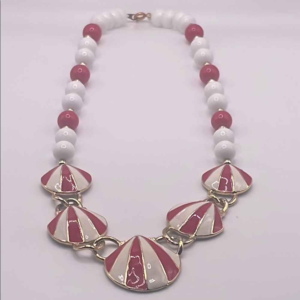Red and White Necklace and Earring Set - Picture 7 of 8